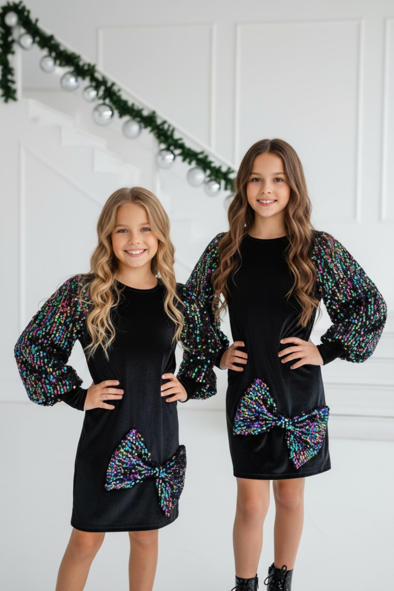 Sukienka welurowa z cekinami Multi kolor