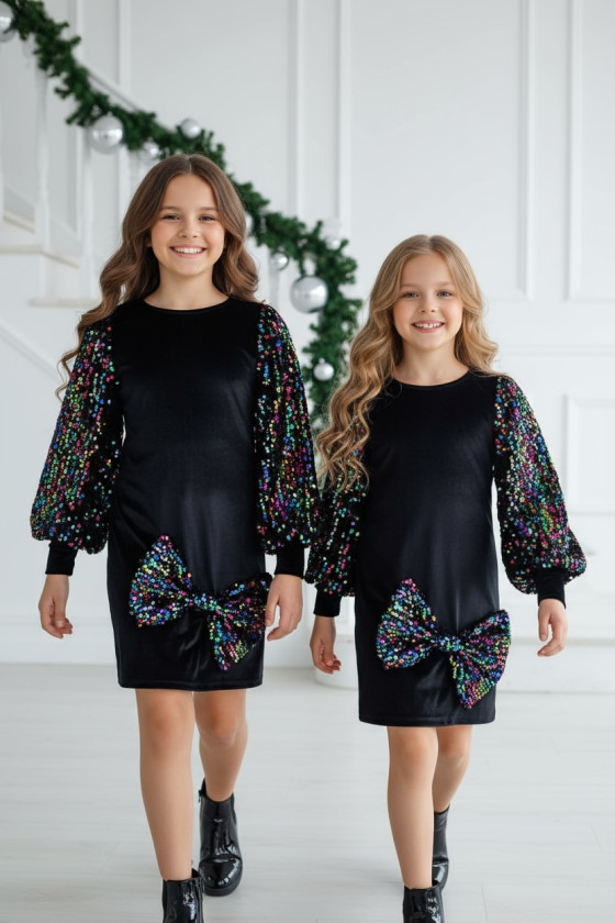 Sukienka welurowa z cekinami Multi kolor