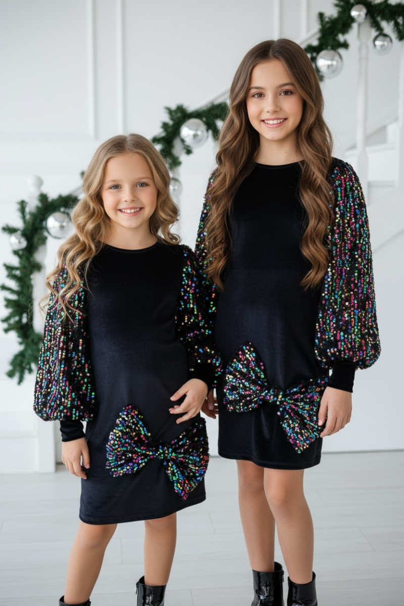 Sukienka welurowa z cekinami Multi kolor