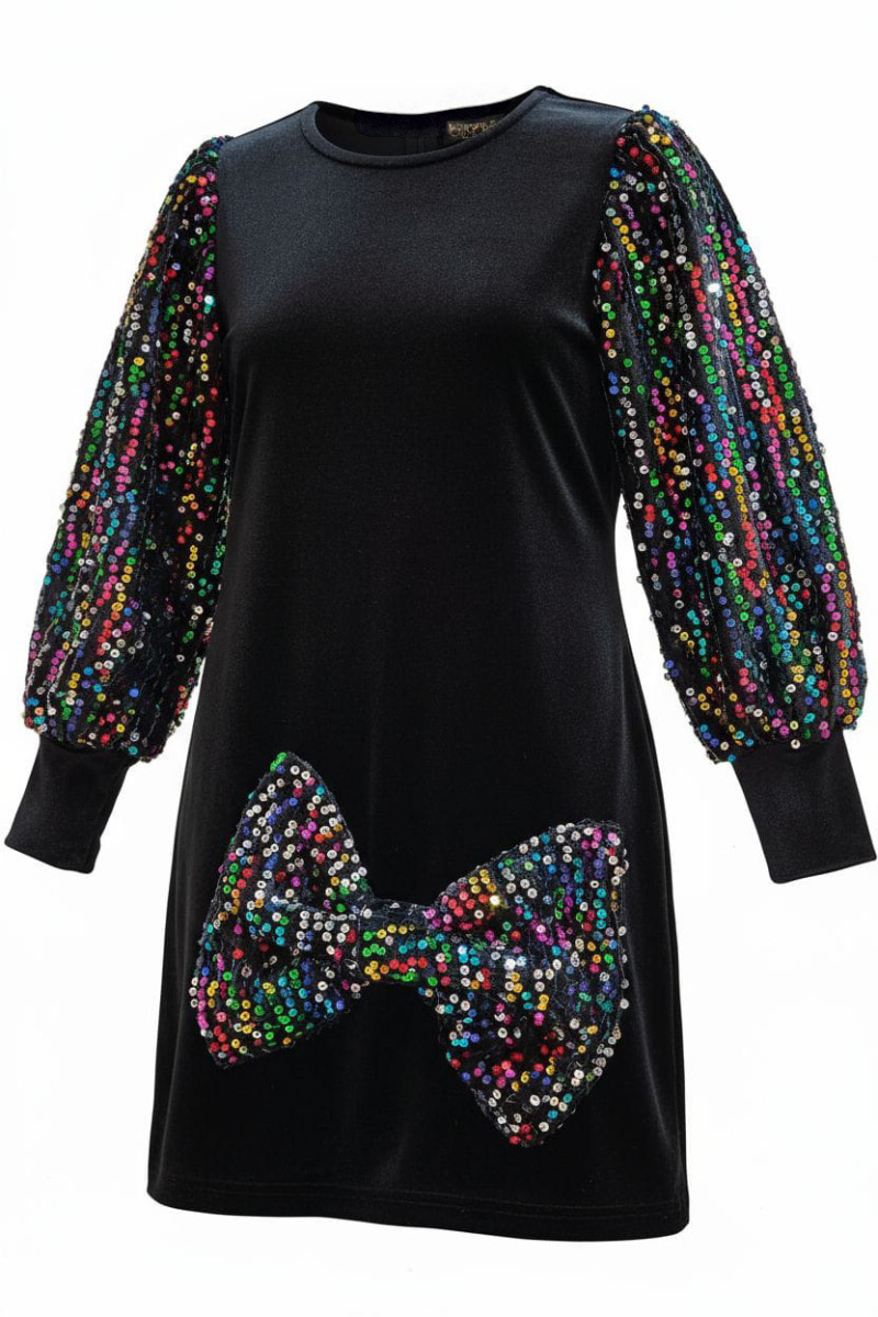 Sukienka welurowa z cekinami Multi kolor