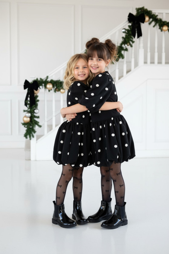 Sukienka dla dziewczynki Groszki Czarna