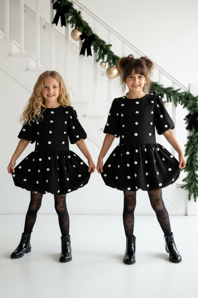 Sukienka dla dziewczynki Groszki Czarna