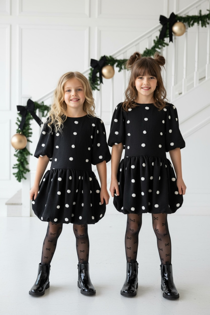 Sukienka dla dziewczynki Groszki Czarna