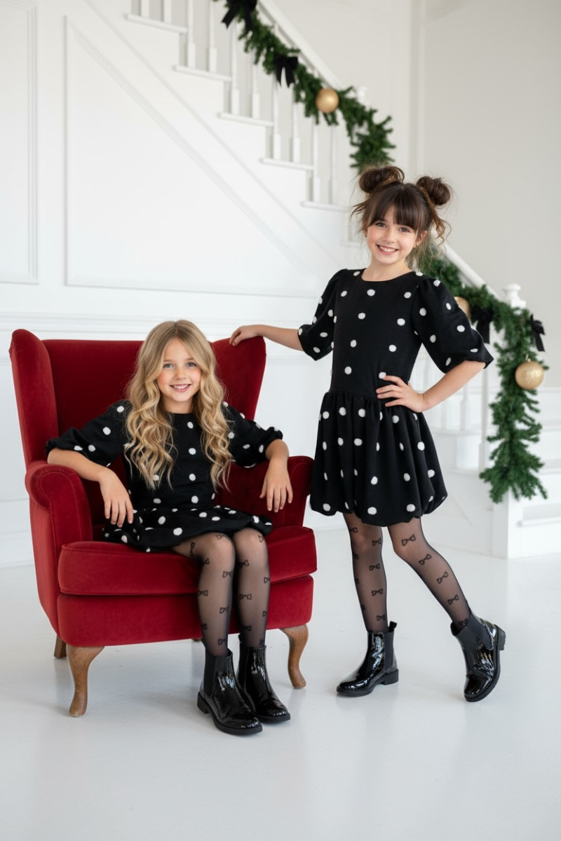 Sukienka dla dziewczynki Groszki Czarna