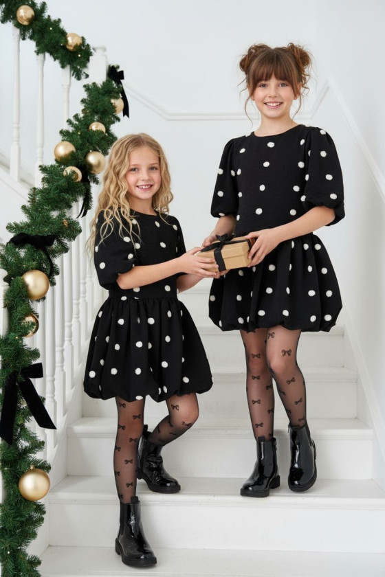 Sukienka dla dziewczynki Groszki Czarna