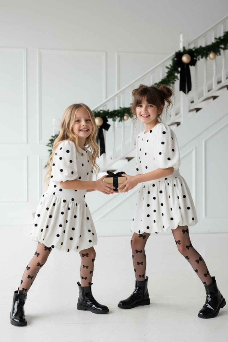 Sukienka dla dziewczynki Groszki Śmietanka Biała