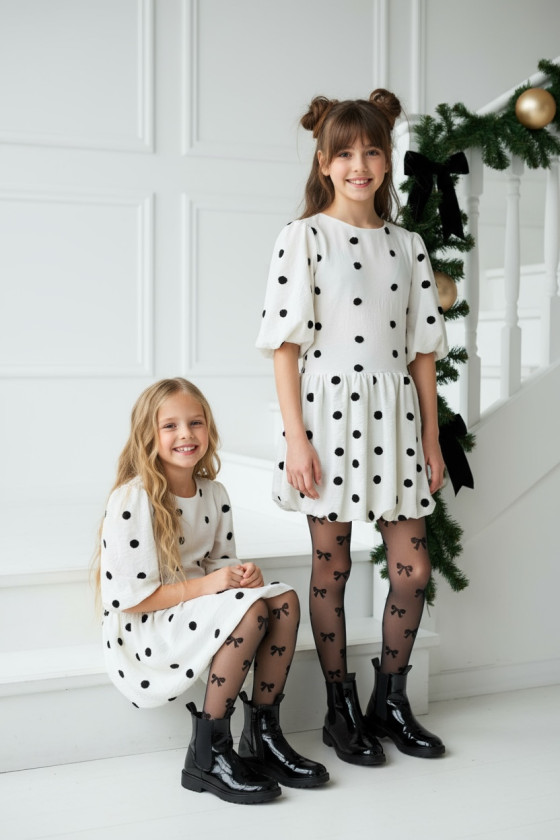 Sukienka dla dziewczynki Groszki Śmietanka Biała