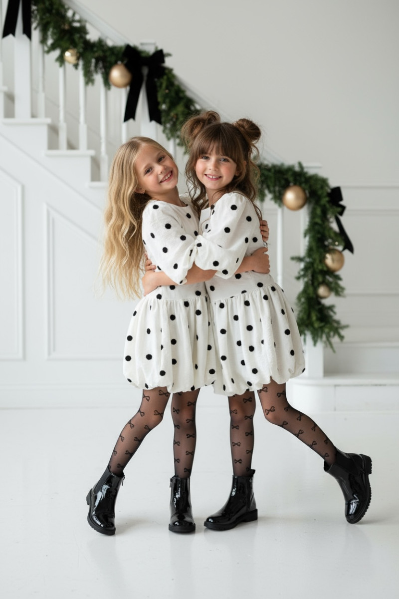 Sukienka dla dziewczynki Groszki Śmietanka Biała