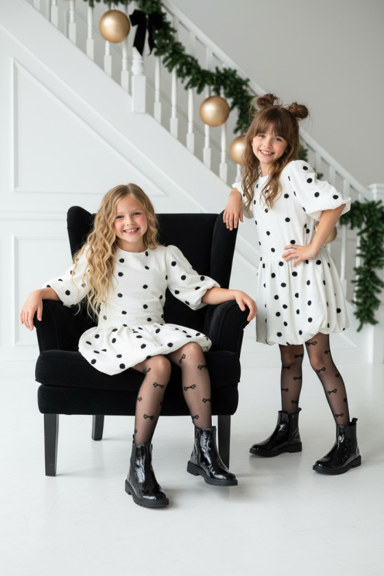 Sukienka dla dziewczynki Groszki Śmietanka Biała