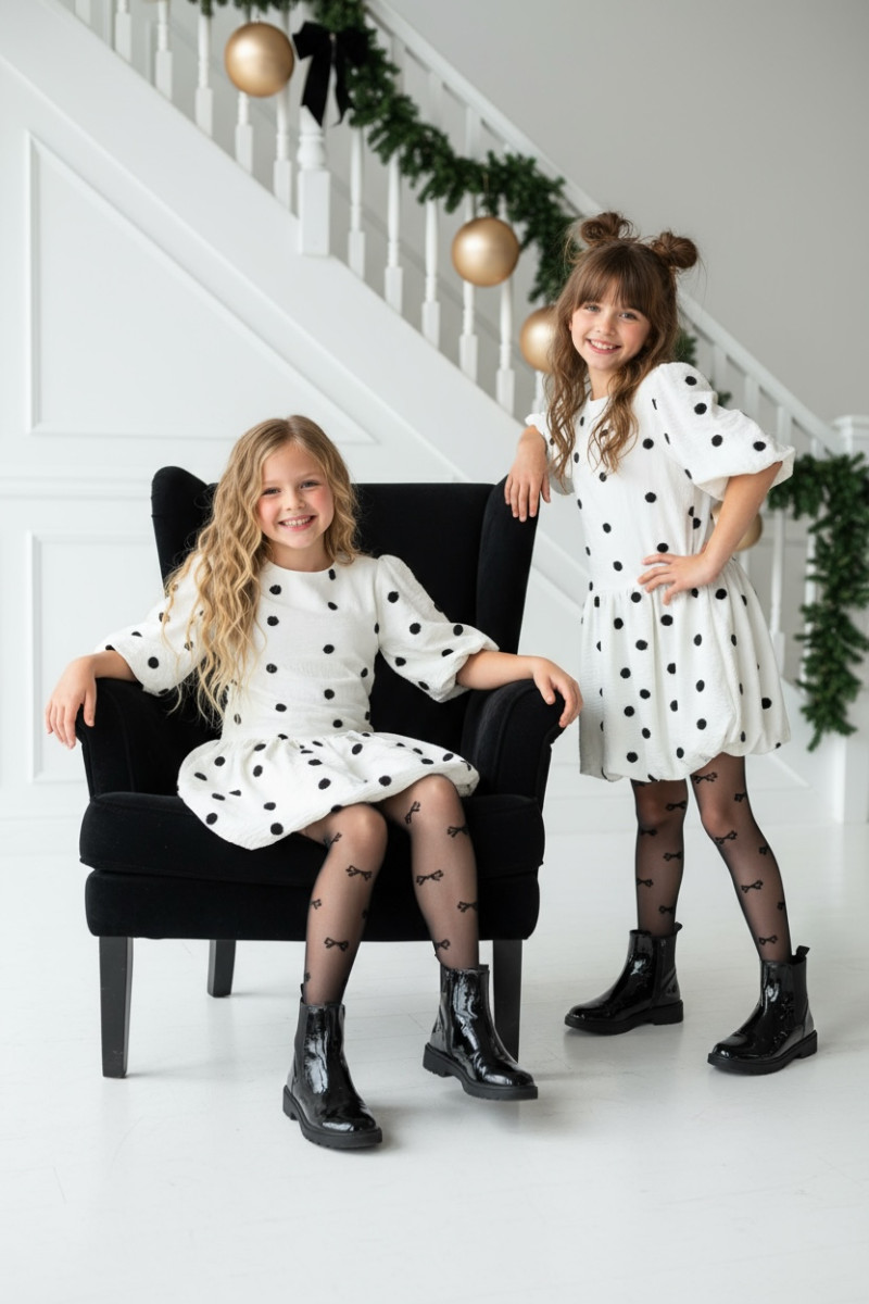 Sukienka dla dziewczynki Groszki Śmietanka Biała