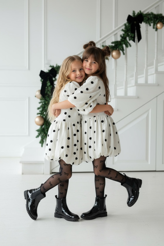 Sukienka dla dziewczynki Groszki Śmietanka Biała