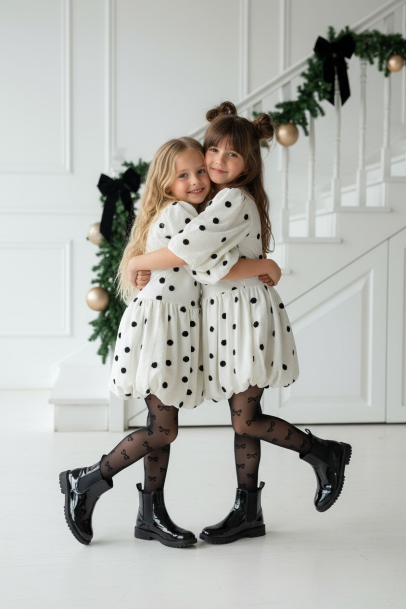 Sukienka dla dziewczynki Groszki Śmietanka Biała