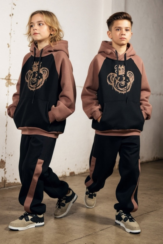 komplet dresowy ocieplany bluza i spodnie dres bawełniany bluza bawełna bluza ocieplana sówka sklep odzież dziecięca