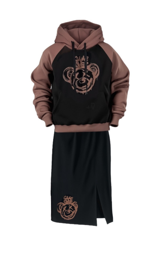 komplet dresowy ocieplany bluza i spódniczka dres  bawełniany bluza bawełna bluza ocieplana sówka sklep odzież dziecięca