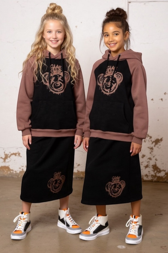 komplet dresowy ocieplany bluza i spódniczka dres  bawełniany bluza bawełna bluza ocieplana sówka sklep odzież dziecięca