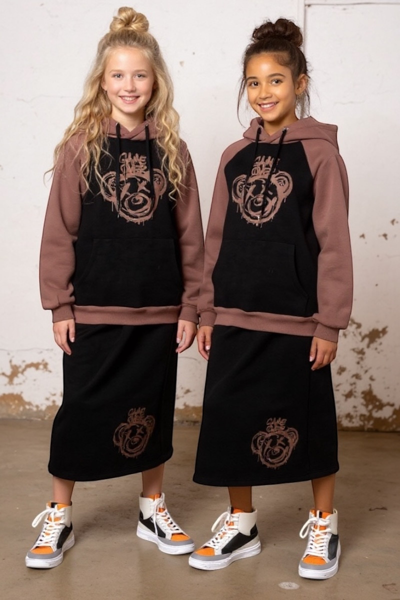 komplet dresowy ocieplany bluza i spódniczka dres  bawełniany bluza bawełna bluza ocieplana sówka sklep odzież dziecięca