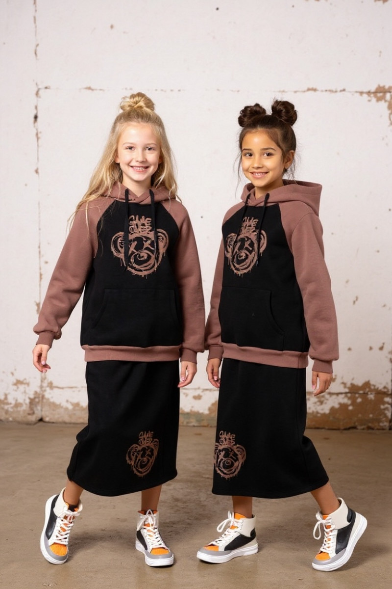 komplet dresowy ocieplany bluza i spódniczka dres  bawełniany bluza bawełna bluza ocieplana sówka sklep odzież dziecięca