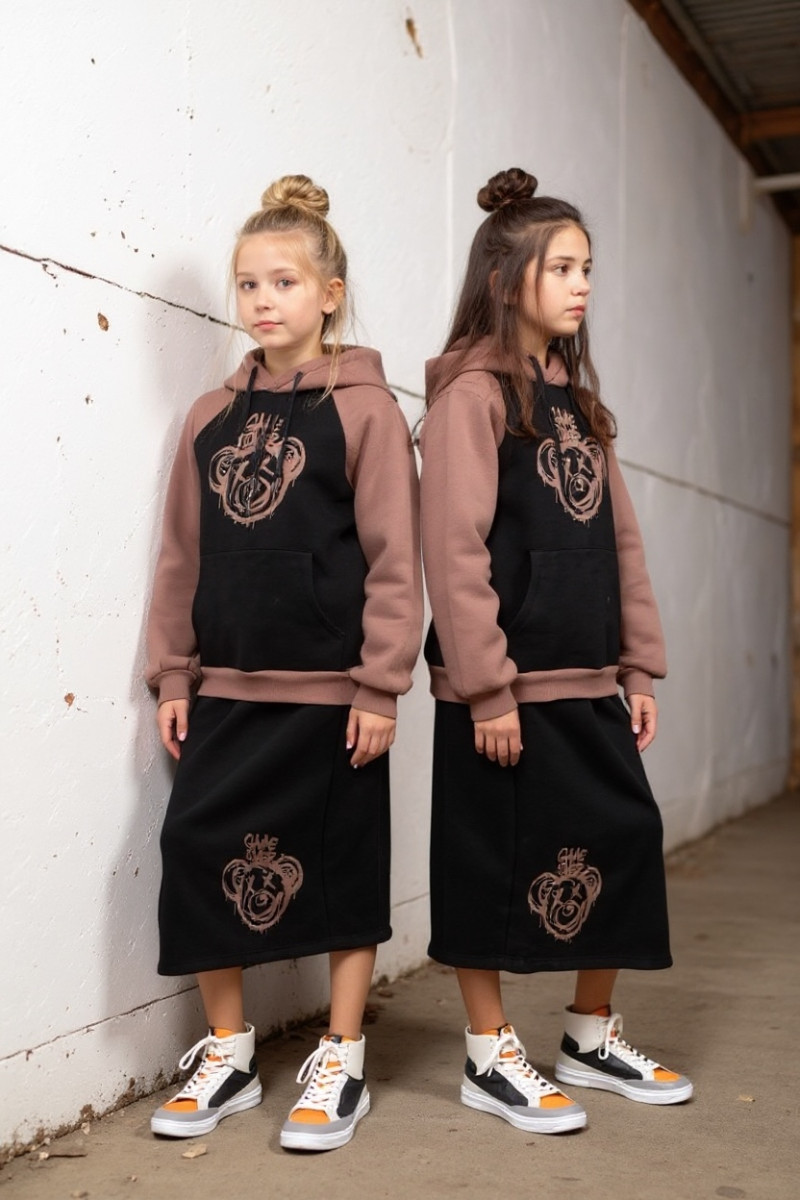 komplet dresowy ocieplany bluza i spódniczka dres  bawełniany bluza bawełna bluza ocieplana sówka sklep odzież dziecięca