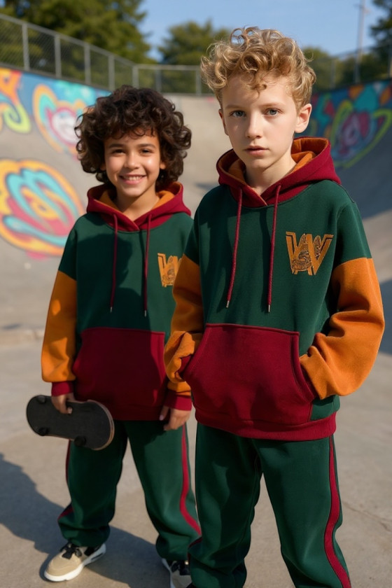 Komplet chłopięcy ocieplany bluza i spodnie "W"