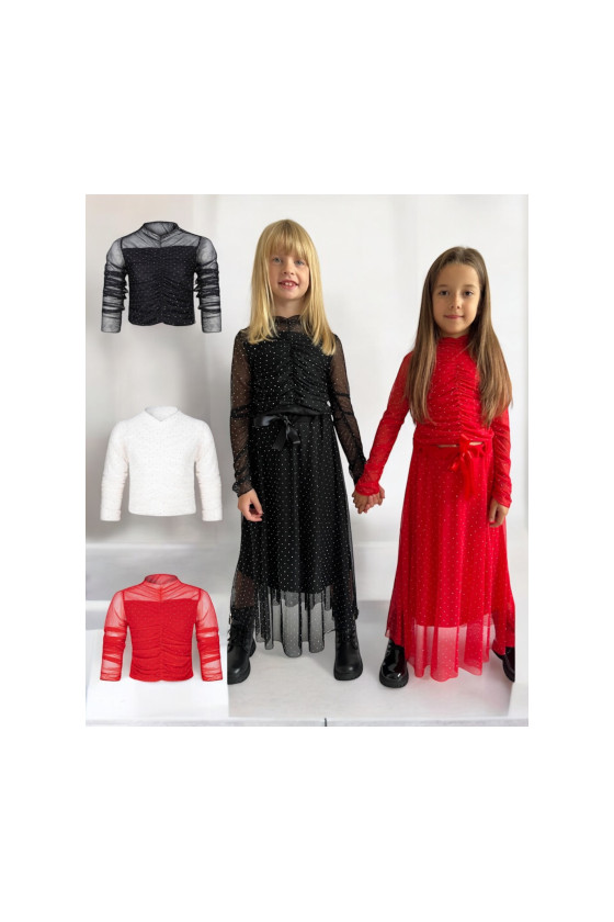 Bluzka dla dziewczynki Kropki czerwona