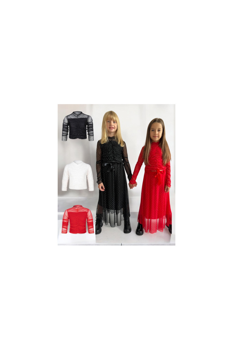 Bluzka dla dziewczynki Kropki czerwona