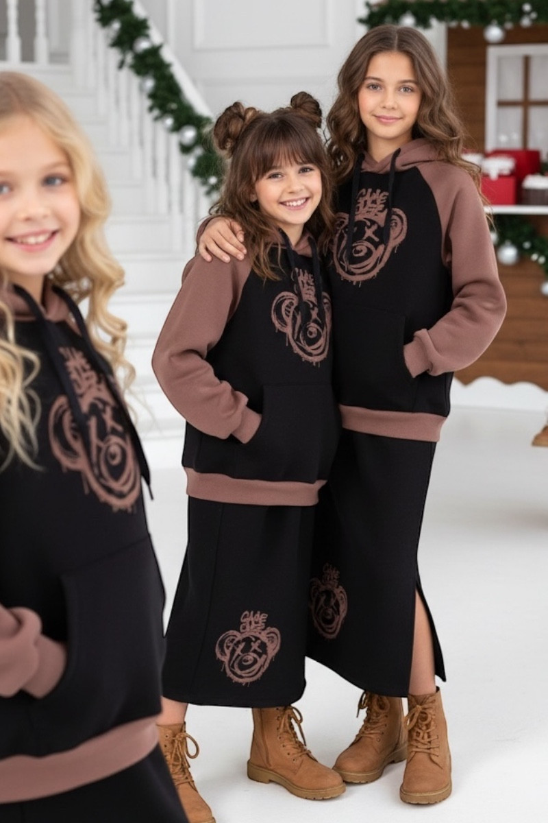 komplet dresowy ocieplany bluza i spódniczka dres  bawełniany bluza bawełna bluza ocieplana sówka sklep odzież dziecięca