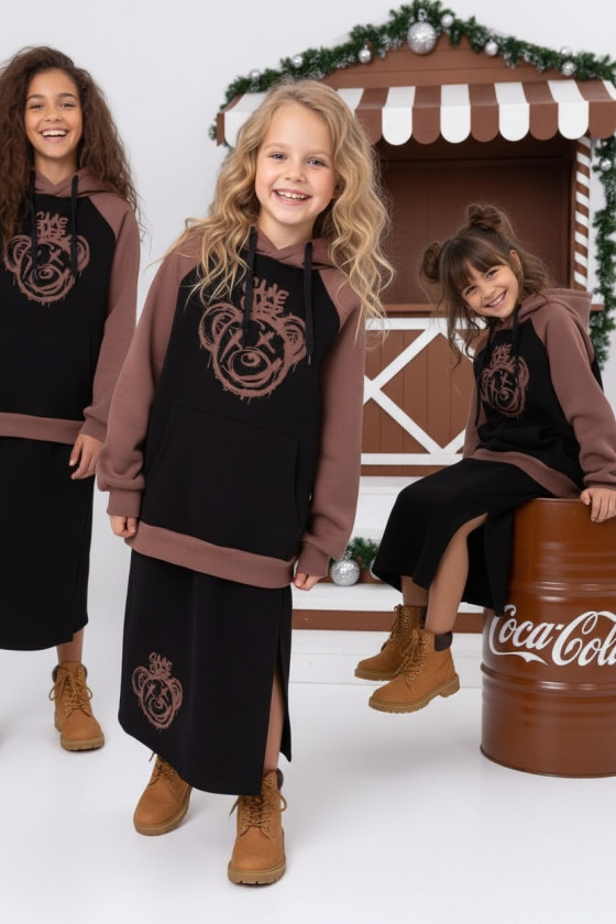 komplet dresowy ocieplany bluza i spódniczka dres  bawełniany bluza bawełna bluza ocieplana sówka sklep odzież dziecięca