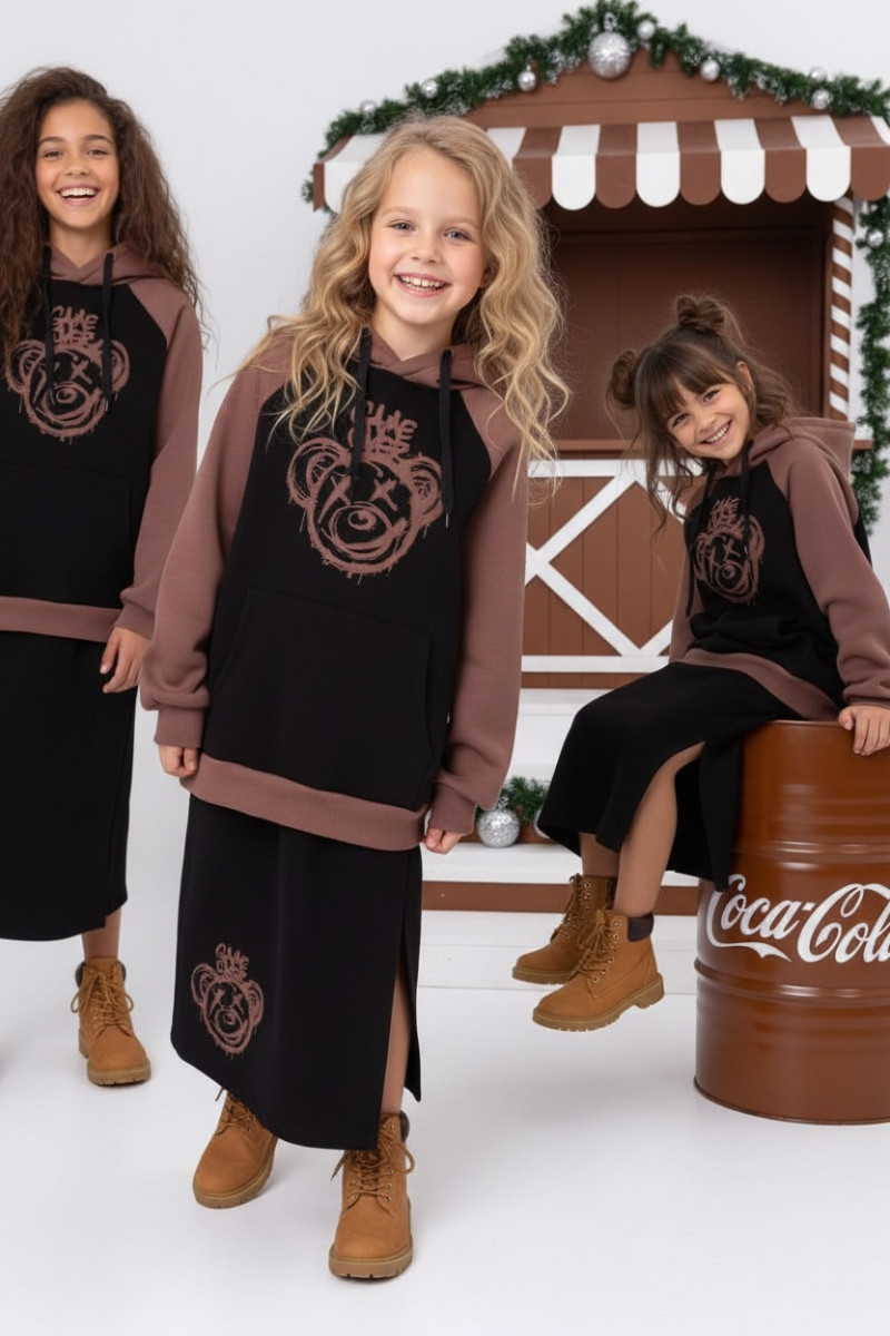 komplet dresowy ocieplany bluza i spódniczka dres  bawełniany bluza bawełna bluza ocieplana sówka sklep odzież dziecięca