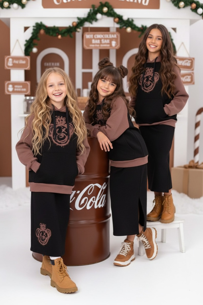 komplet dresowy ocieplany bluza i spódniczka dres  bawełniany bluza bawełna bluza ocieplana sówka sklep odzież dziecięca