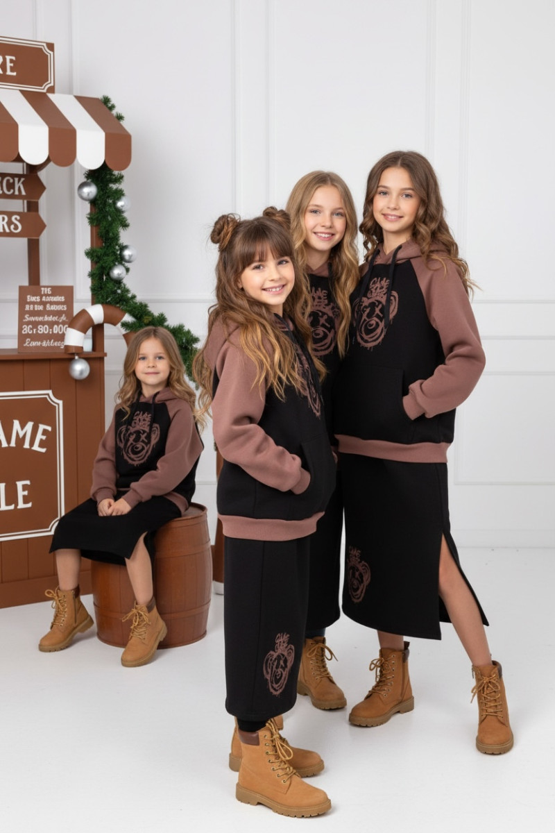 komplet dresowy ocieplany bluza i spódniczka dres  bawełniany bluza bawełna bluza ocieplana sówka sklep odzież dziecięca