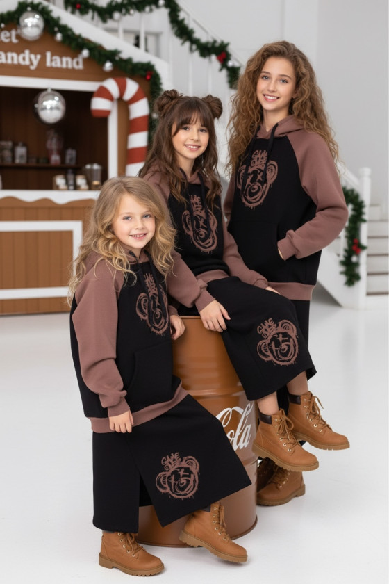 komplet dresowy ocieplany bluza i spódniczka dres  bawełniany bluza bawełna bluza ocieplana sówka sklep odzież dziecięca