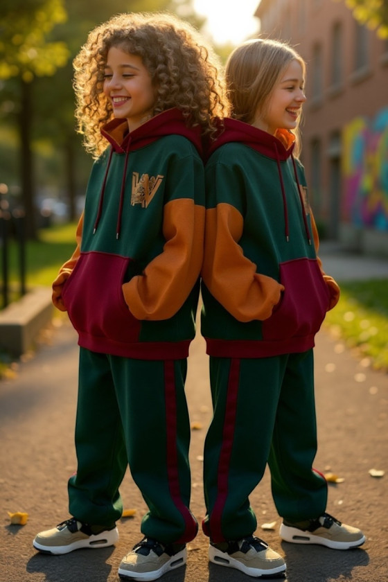 Komplet dziewczęcy ocieplany bluza i spodnie "W"