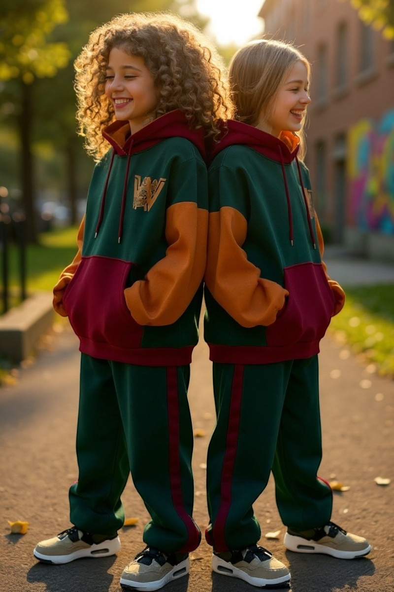 Komplet dziewczęcy ocieplany bluza i spodnie "W"