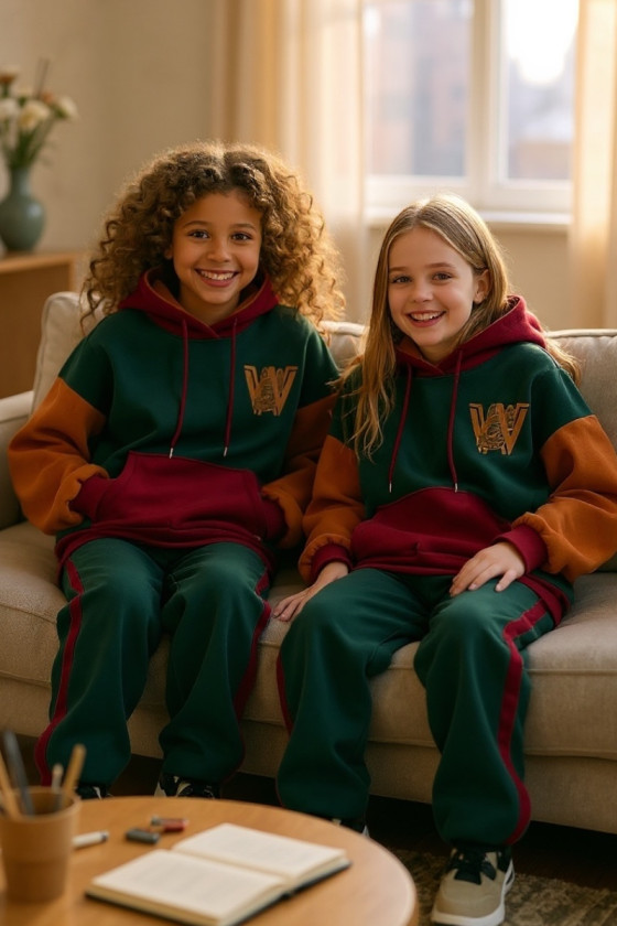 Komplet dziewczęcy ocieplany bluza i spodnie "W"