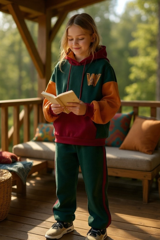 Komplet dziewczęcy ocieplany bluza i spodnie "W"