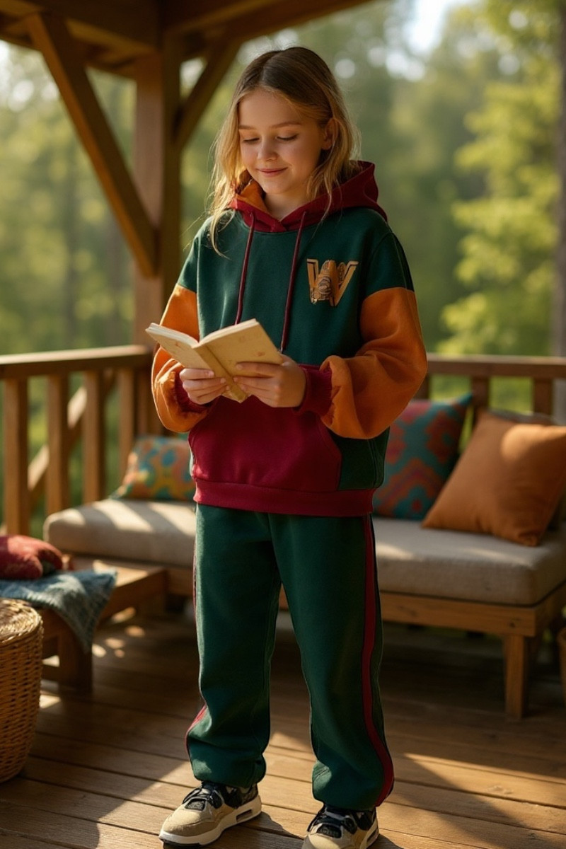 Komplet dziewczęcy ocieplany bluza i spodnie "W"