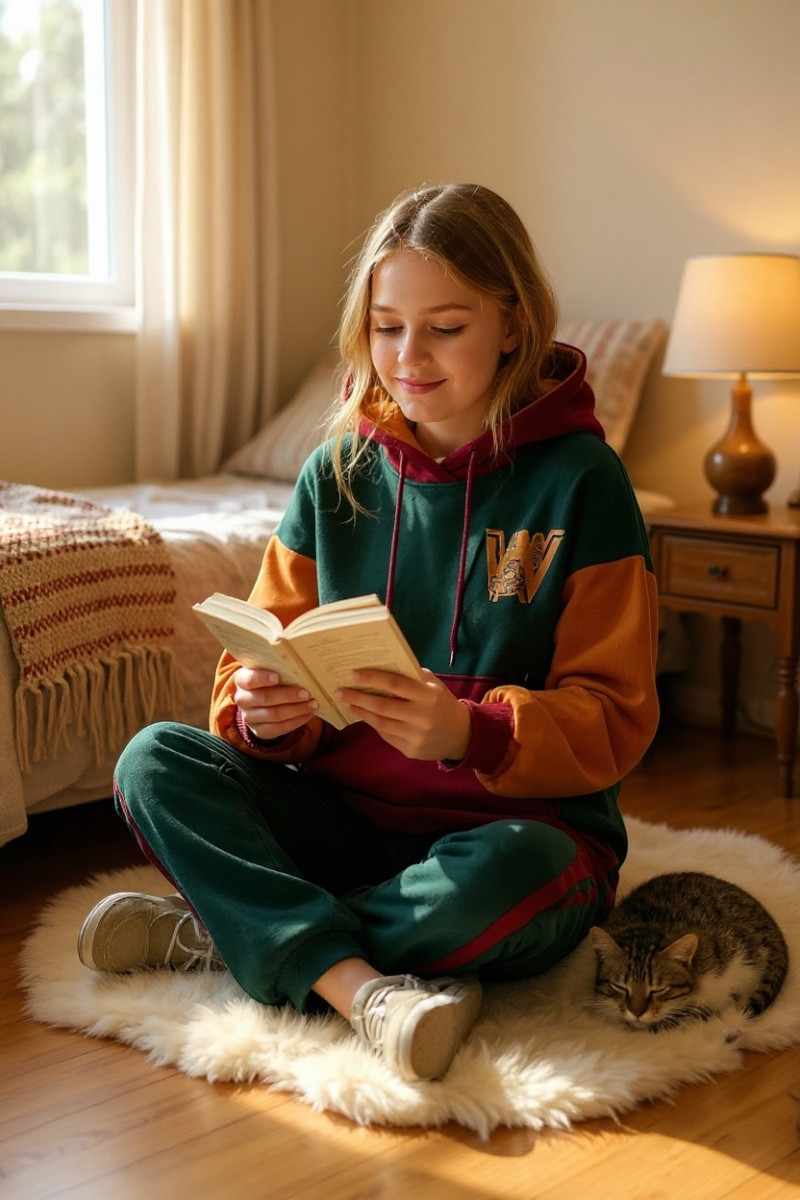 Komplet dziewczęcy ocieplany bluza i spodnie "W"