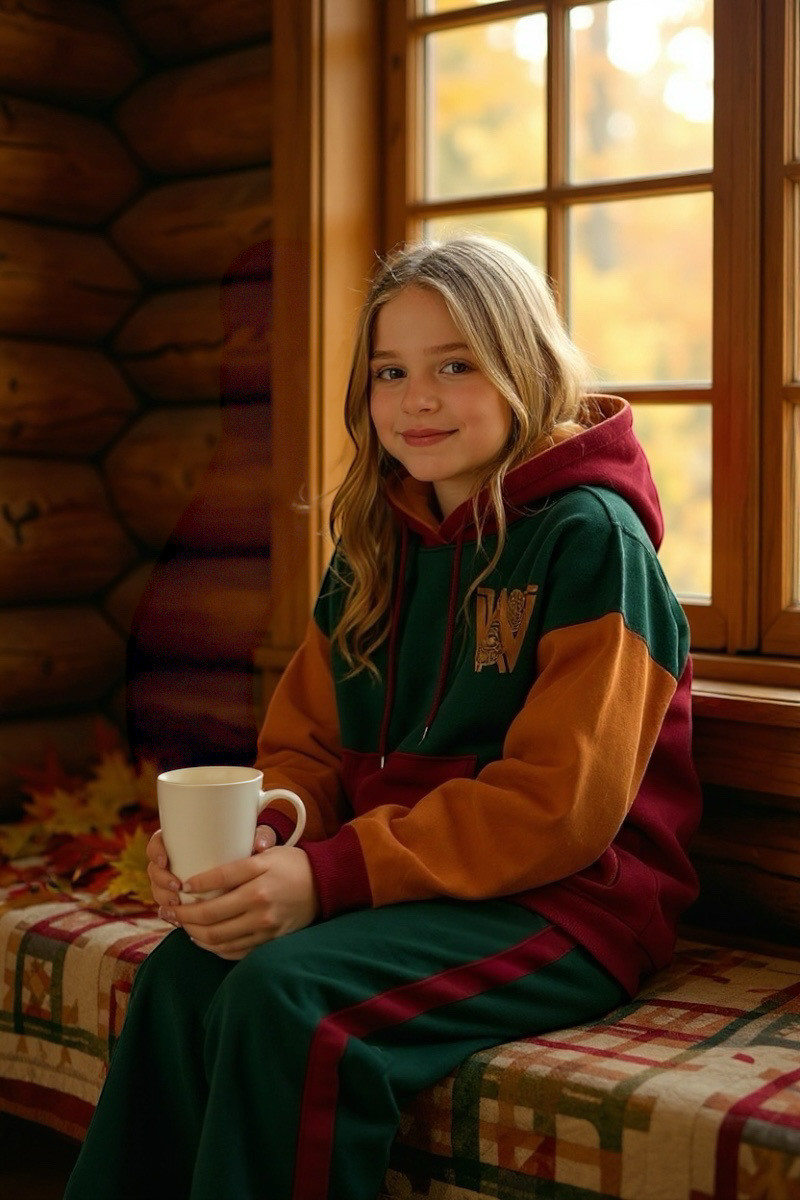 Komplet dziewczęcy ocieplany bluza i spodnie "W"