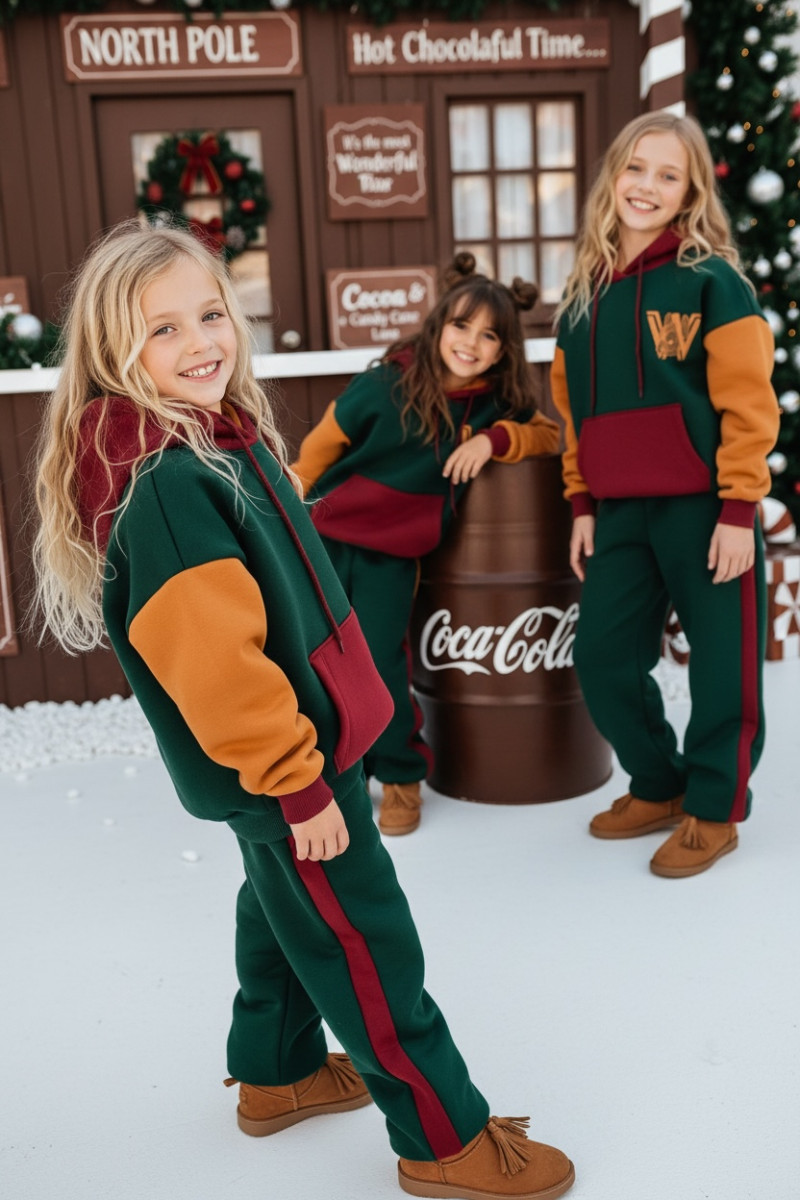 Komplet dziewczęcy ocieplany bluza i spodnie "W"