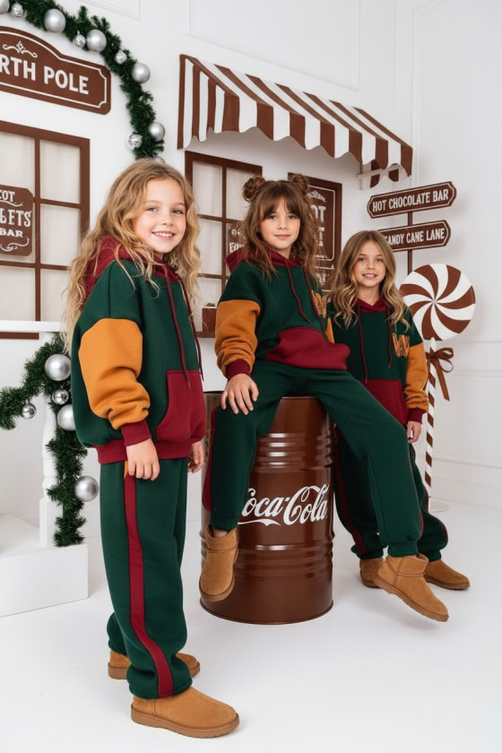 Komplet dziewczęcy ocieplany bluza i spodnie "W"