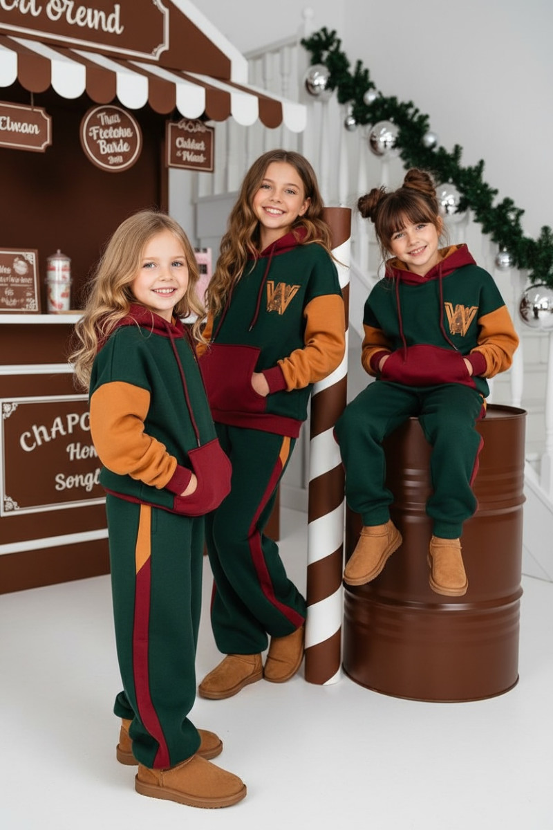 Komplet dziewczęcy ocieplany bluza i spodnie "W"