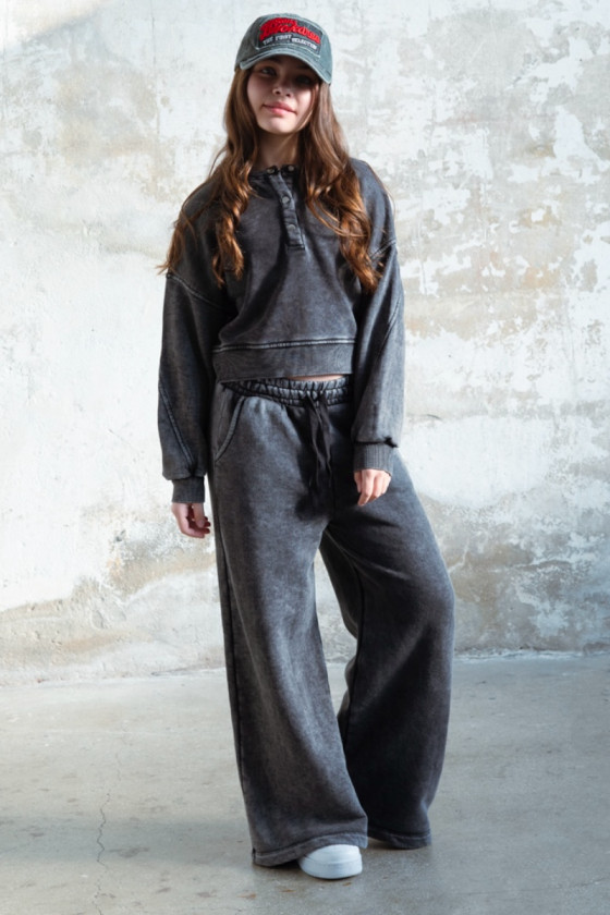 dres sportowy dla dziewczynki dres casualowy komplet spodnie szerokie nogawki komplet bawełniany nastolatki sówka sklep moda tee