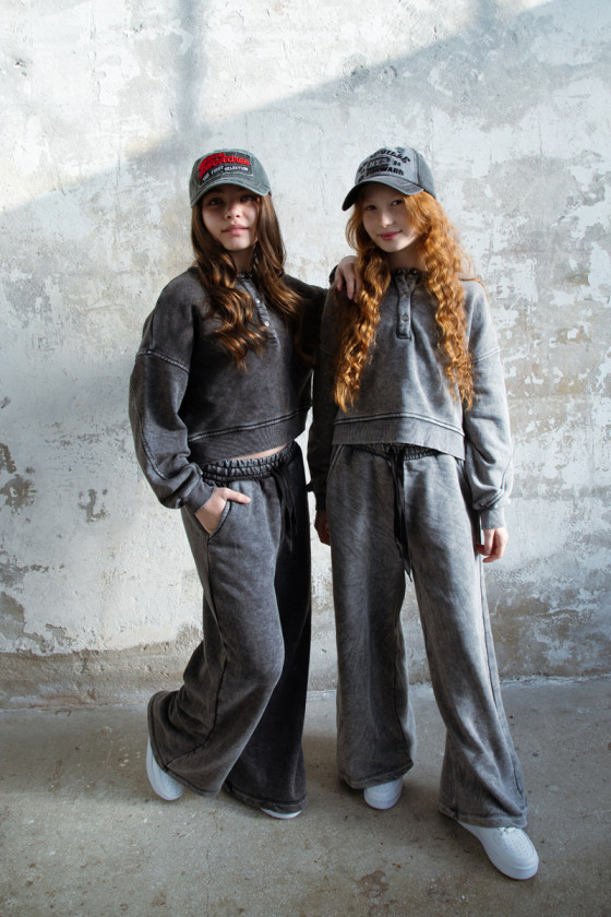 dres sportowy dla dziewczynki dres casualowy komplet spodnie szerokie nogawki komplet bawełniany nastolatki sówka sklep moda tee