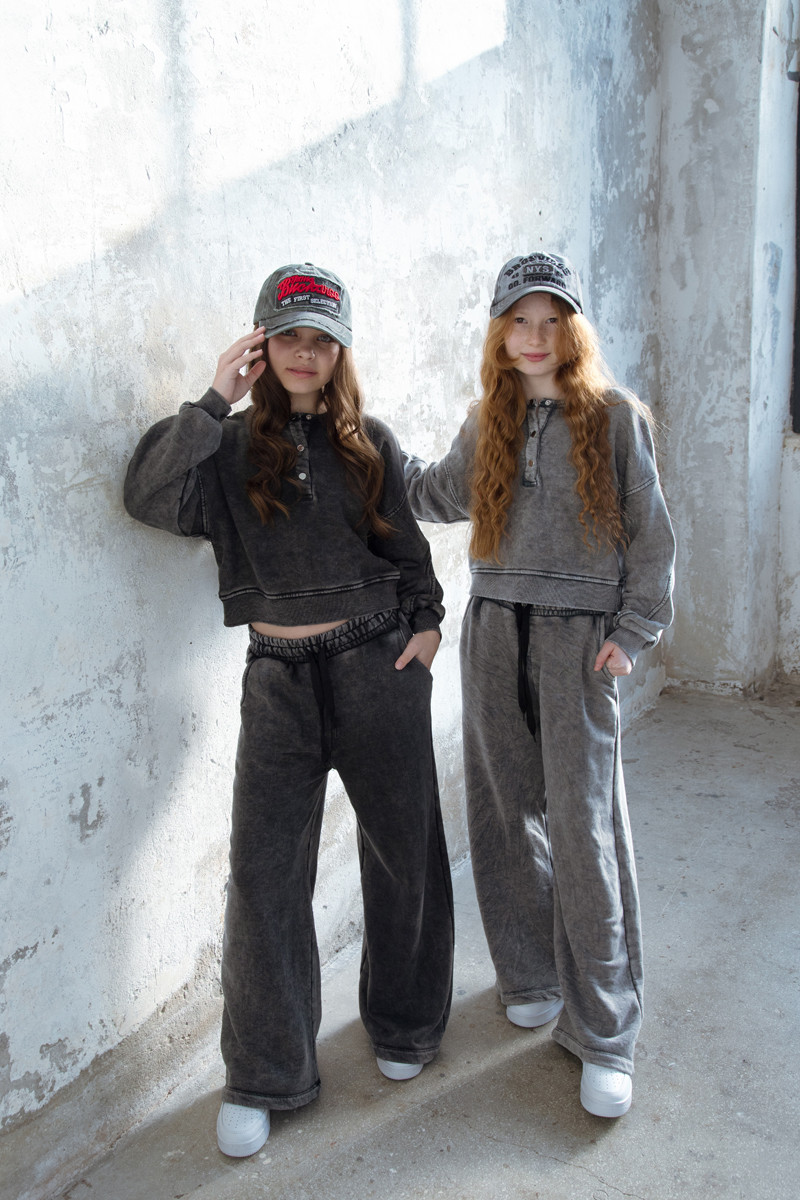 dres sportowy dla dziewczynki dres casualowy komplet spodnie szerokie nogawki komplet bawełniany nastolatki sówka sklep moda tee