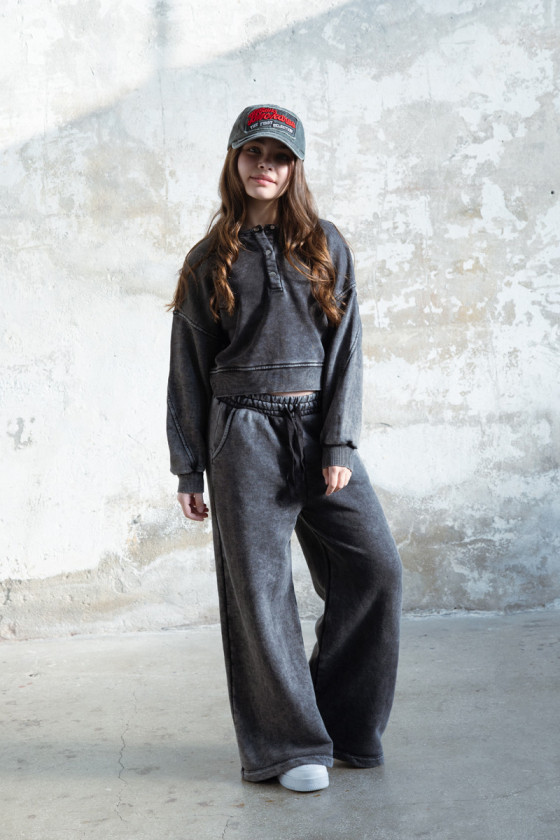 dres sportowy dla dziewczynki dres casualowy komplet spodnie szerokie nogawki komplet bawełniany nastolatki sówka sklep moda tee