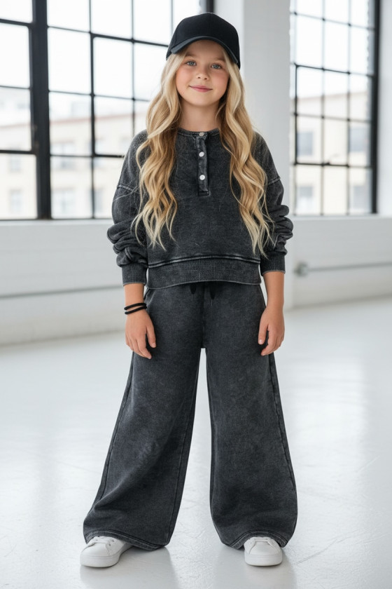 dres sportowy dla dziewczynki dres casualowy komplet spodnie szerokie nogawki komplet bawełniany nastolatki sówka sklep moda tee