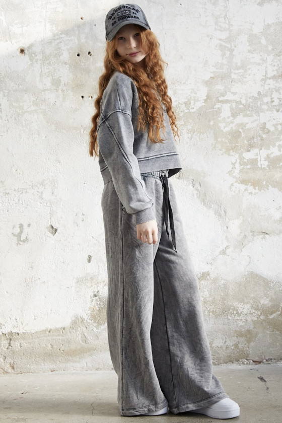 dres sportowy dla dziewczynki dres casualowy komplet spodnie szerokie nogawki komplet bawełniany nastolatki sówka sklep moda tee