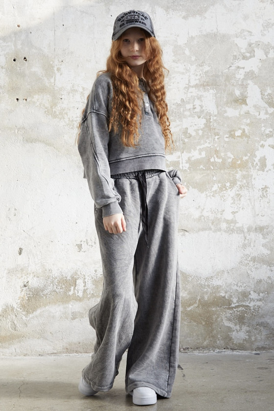 dres sportowy dla dziewczynki dres casualowy komplet spodnie szerokie nogawki komplet bawełniany nastolatki sówka sklep moda tee