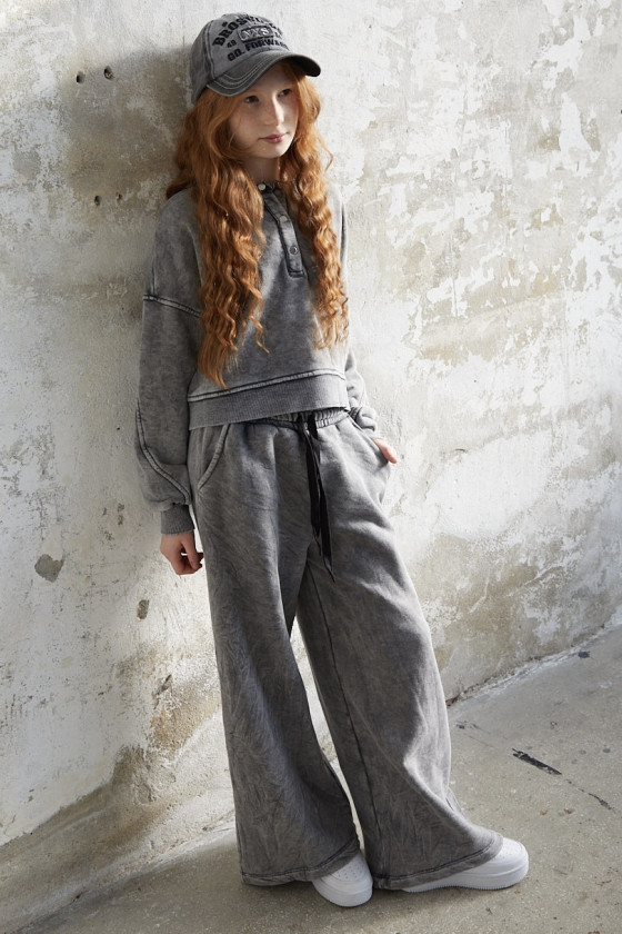 dres sportowy dla dziewczynki dres casualowy komplet spodnie szerokie nogawki komplet bawełniany nastolatki sówka sklep moda tee