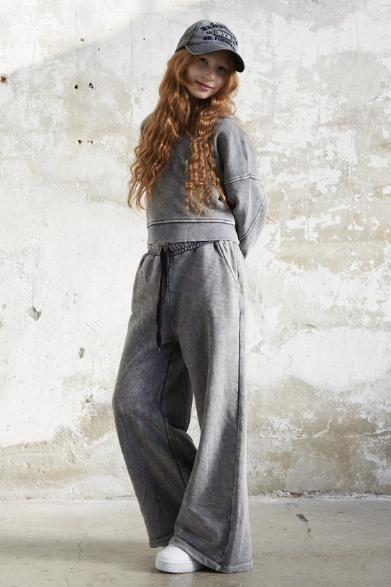 dres sportowy dla dziewczynki dres casualowy komplet spodnie szerokie nogawki komplet bawełniany nastolatki sówka sklep moda tee